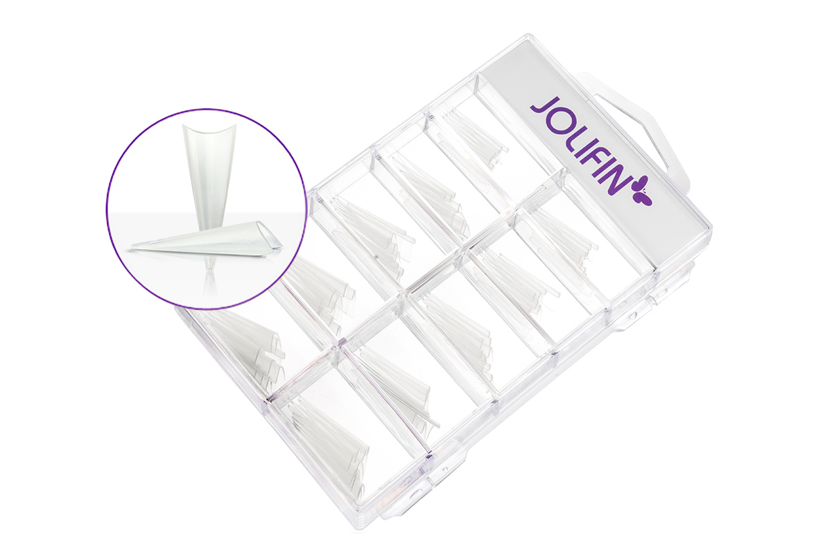 Jolifin 100 tip box - classic Stiletto clear