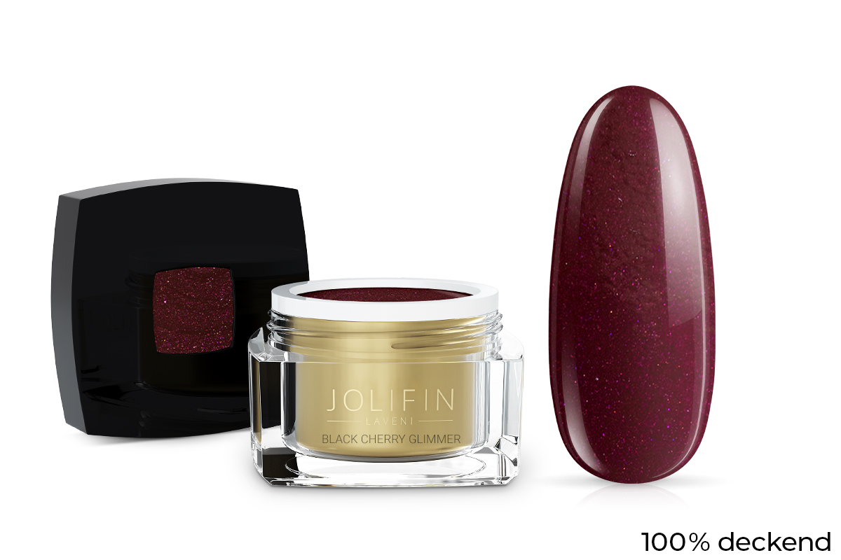 Jolifin LAVENI Farbgel - black cherry Glimmer 5ml
