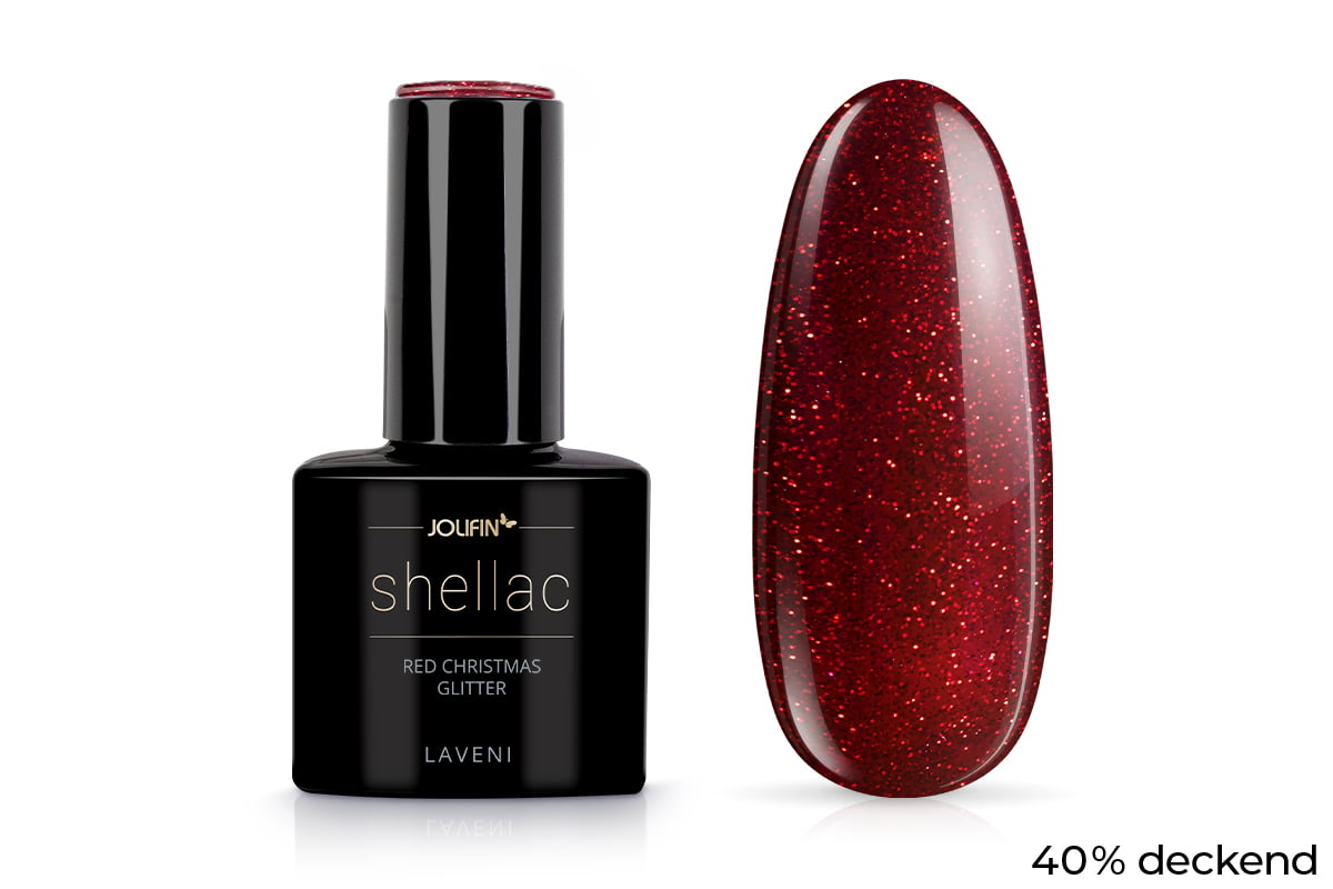 Jolifin LAVENI Shellac - red christmas Glitter 10ml
