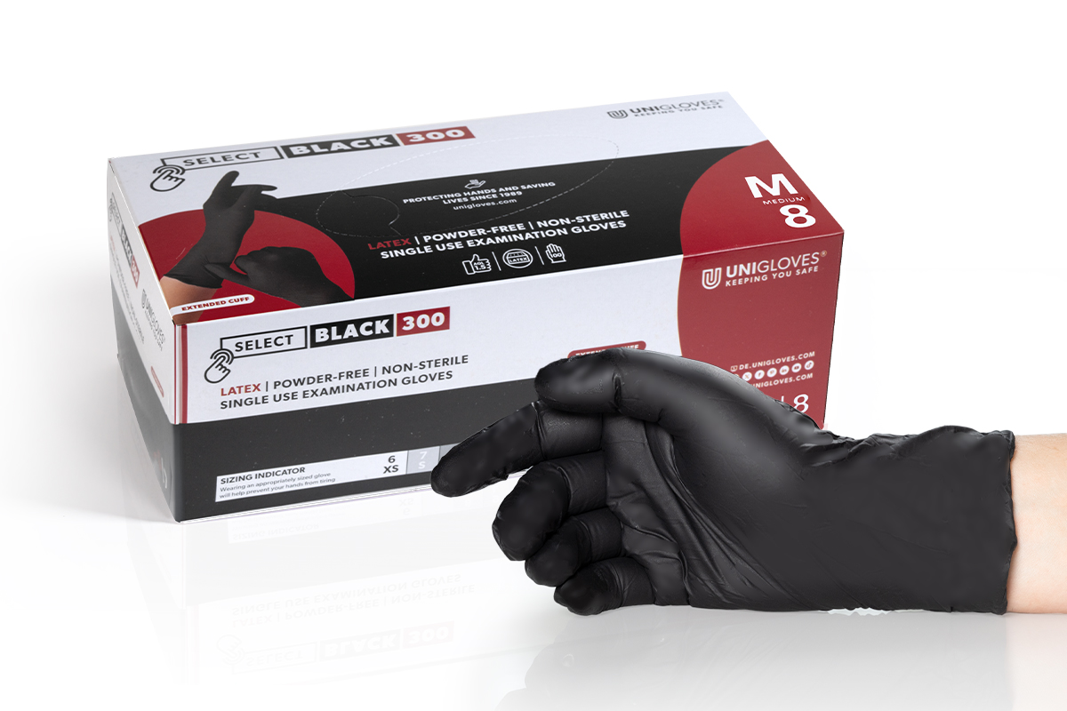 Premium Latexhandschuhe black - extra lang Gr. M