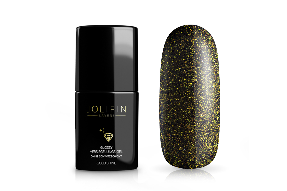 Jolifin LAVENI Glossy Sealing Gel without sweat layer - gold shine 11ml
