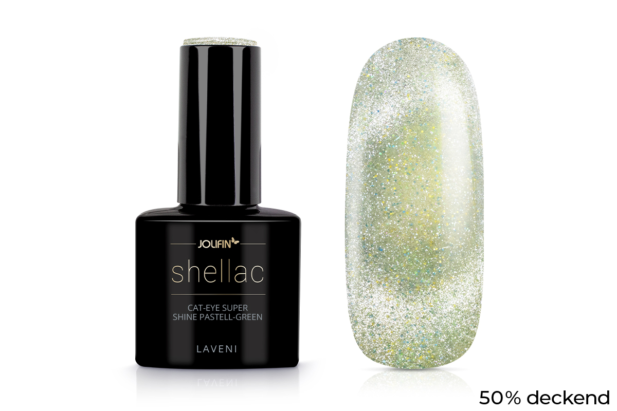 Jolifin LAVENI Shellac - Cat-Eye super shine pastel-green 10ml