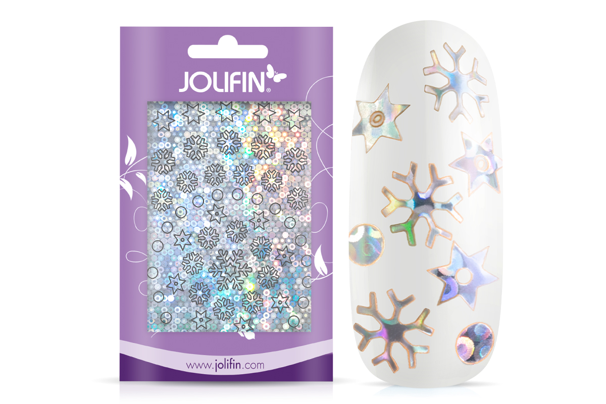 Jolifin Hologram Sticker - Snowflakes silver Galaxy