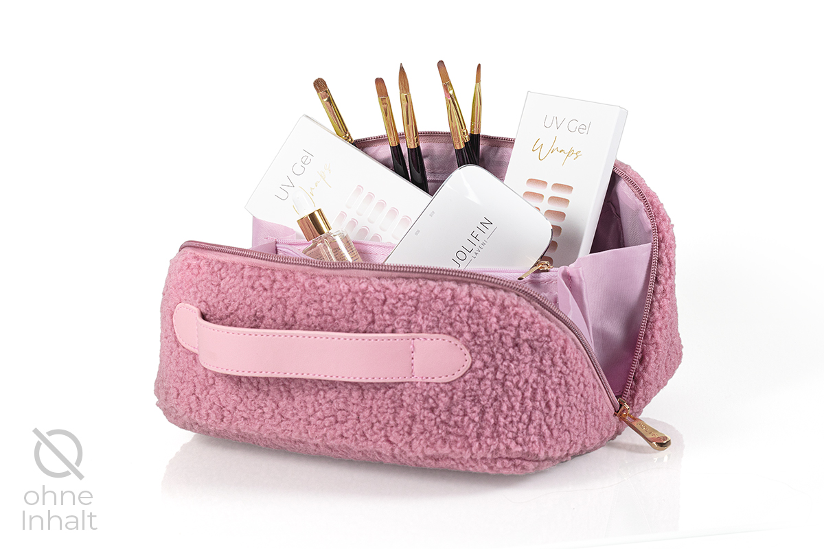 Jolifin cosmetic & brush bag - pink teddy