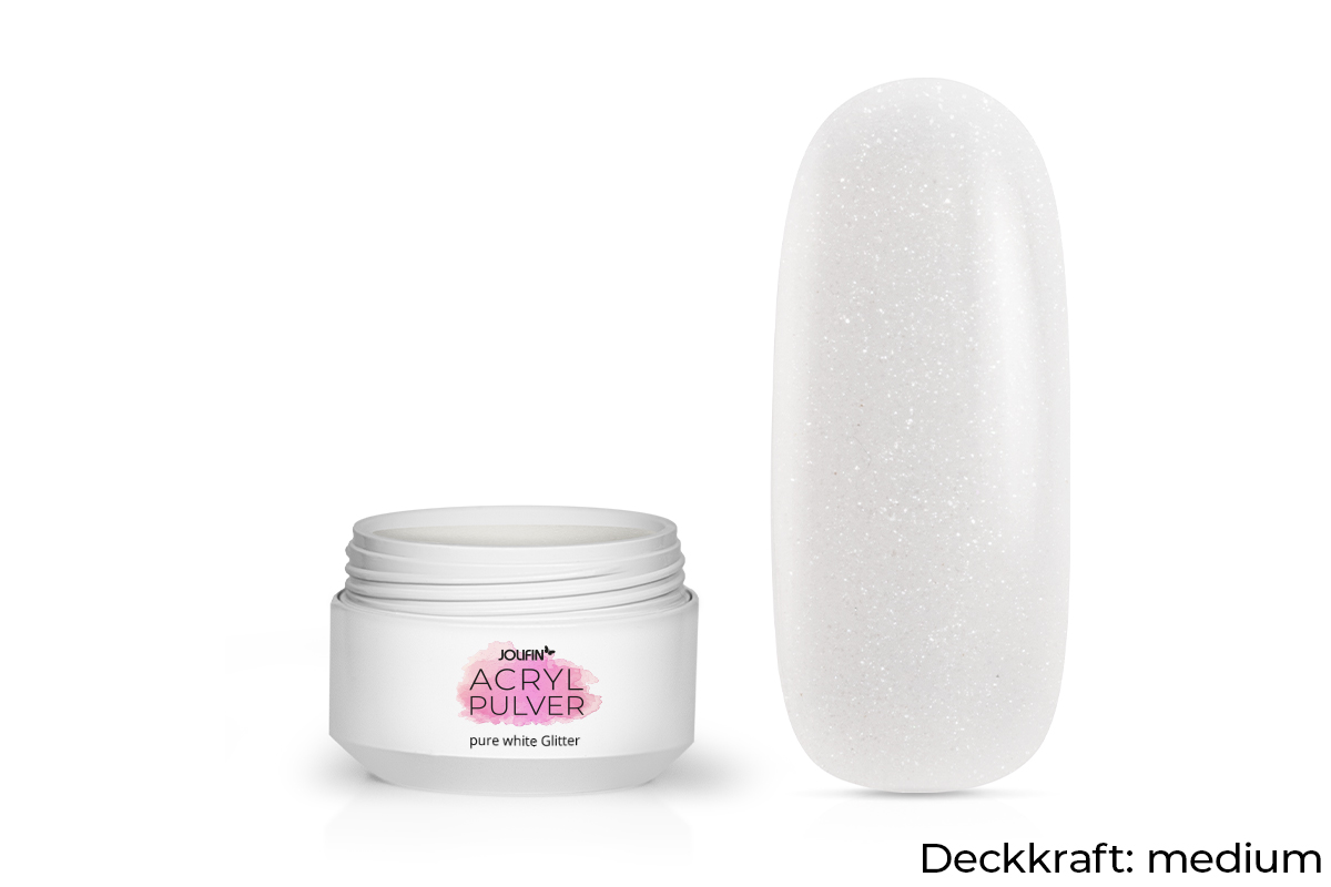Jolifin Acryl Farbpulver - pure white Glitter 5g