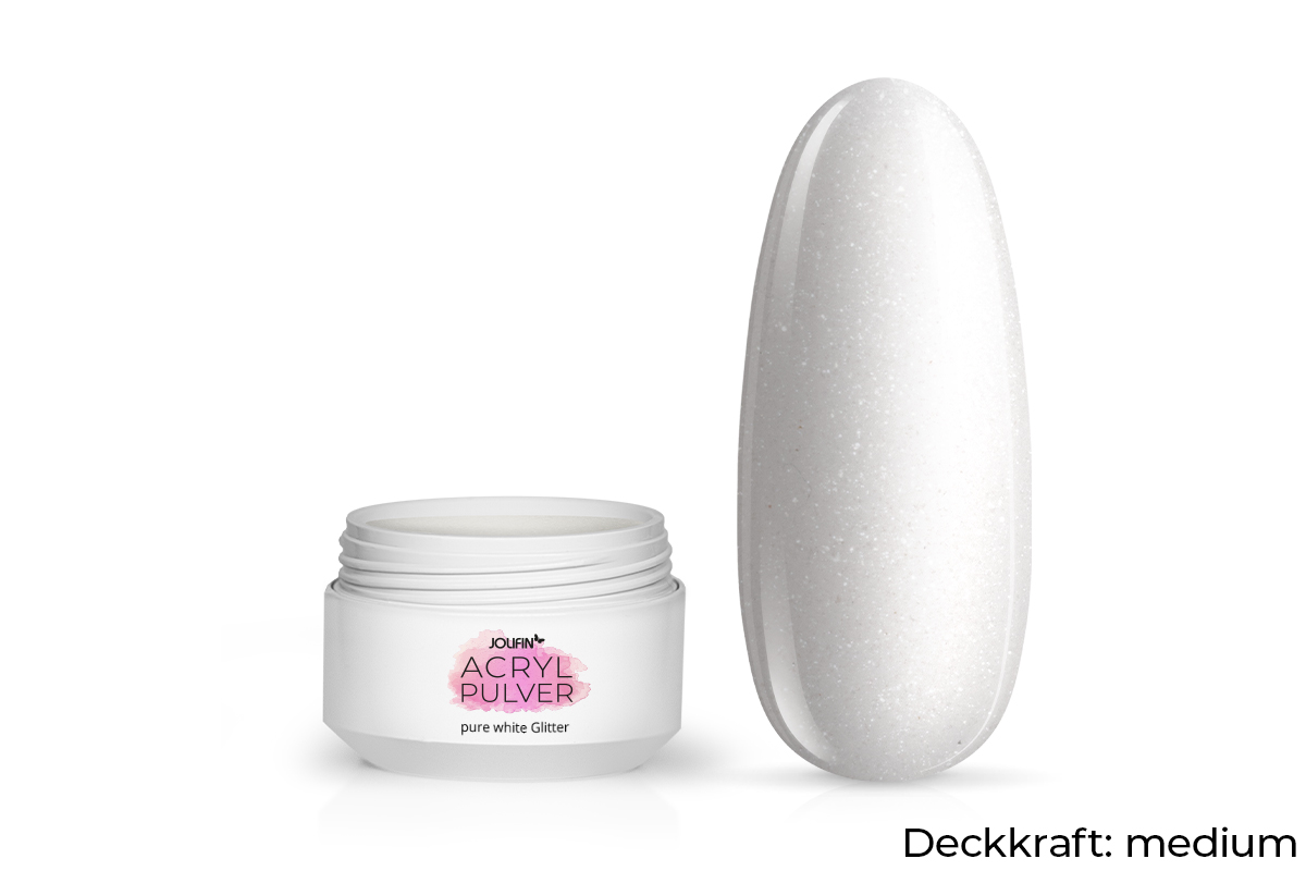 Jolifin Acryl Farbpulver - pure white Glitter 5g