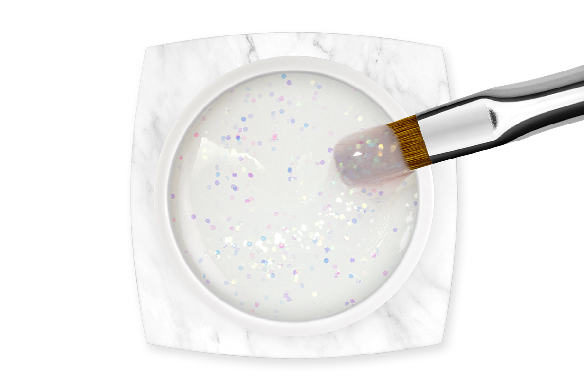 Jolifin LAVENI PRO - fibreglass gel milky white glitter 30ml