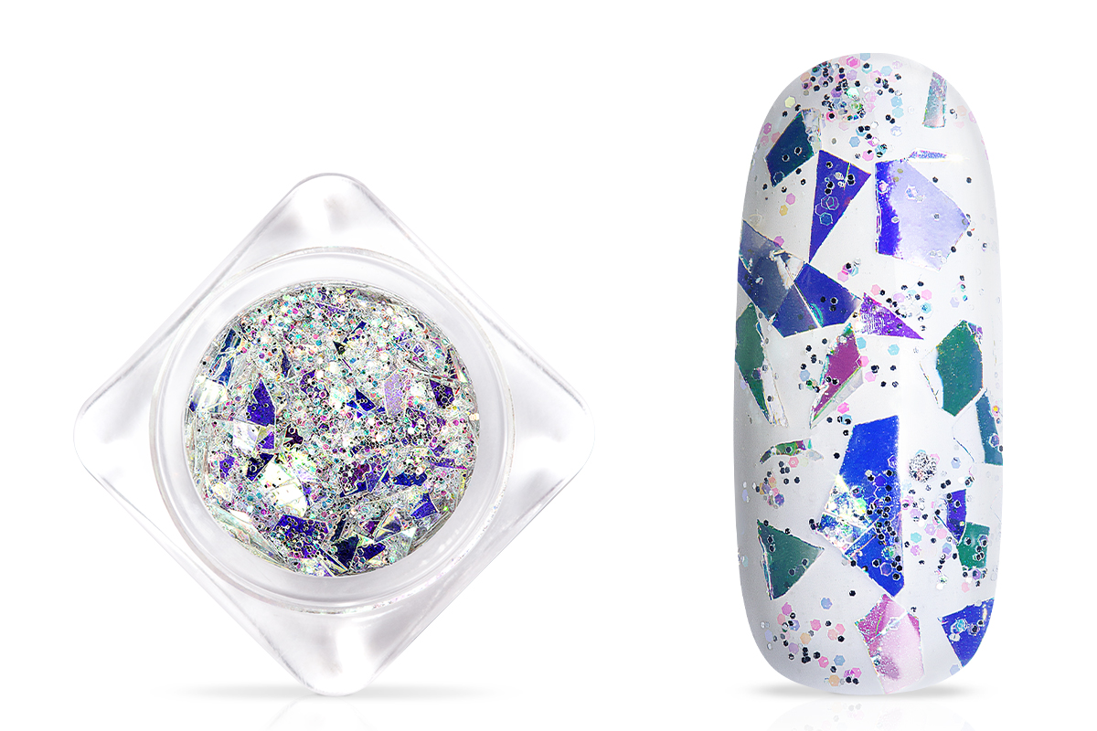Jolifin Aurora Flakes Glittermix - silver rainbow