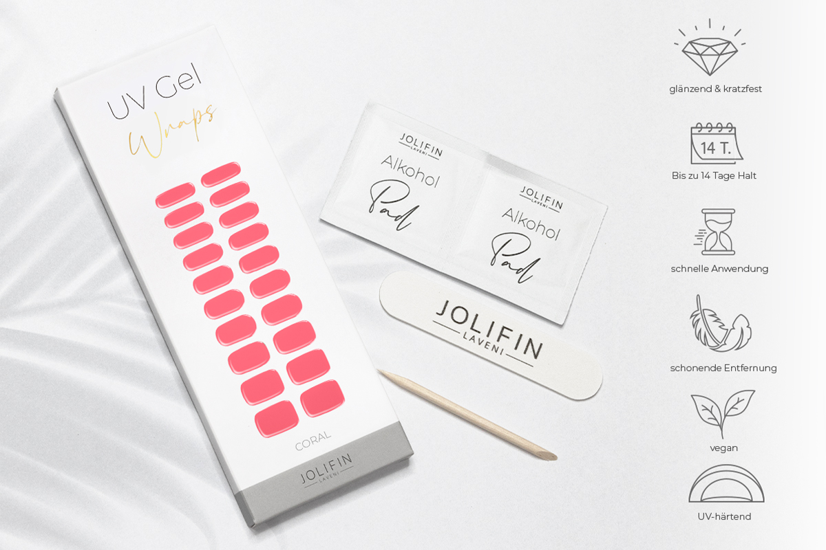 Jolifin LAVENI UV Gel Wraps - coral
