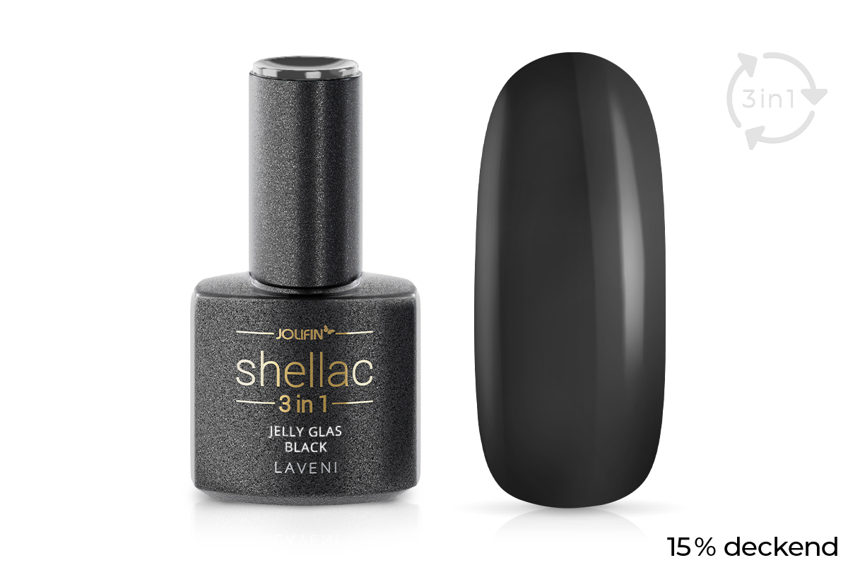 Jolifin LAVENI 3in1 Shellac - Jelly Glas black 10ml
