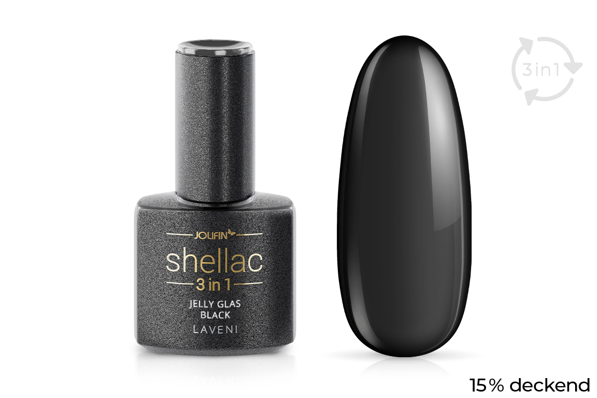 Jolifin LAVENI 3in1 Shellac - Jelly Glass black 10ml