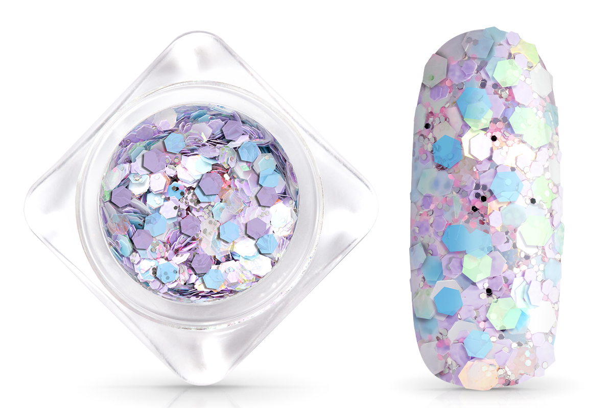 Jolifin Hexagon Glittermix - pastel blue-lavender
