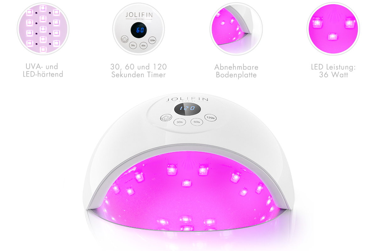 Jolifin LAVENI Shellac Starter-Set - M - Luna Gerät & Aufbewahrungstasche