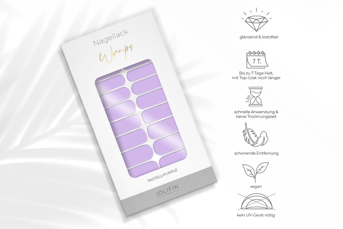 Jolifin LAVENI Nagellack-Wraps - pastell-purple