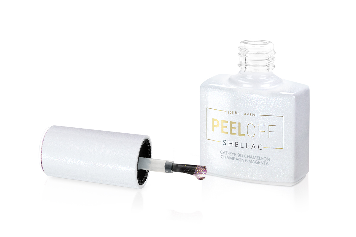 Jolifin LAVENI Shellac PeelOff - Cat-Eye 9D chameleon champagne-magenta 10ml