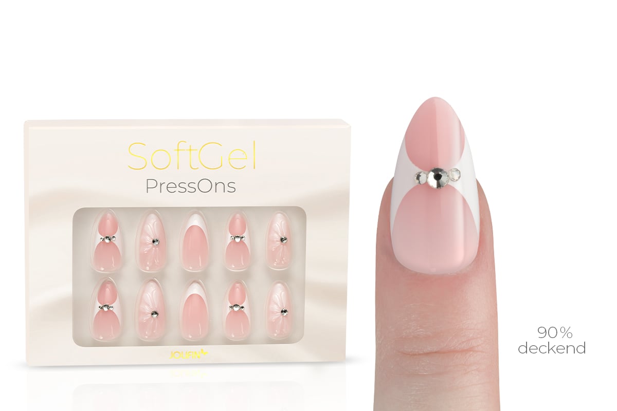 Jolifin SoftGel PressOns - medium almond - French-white mixed