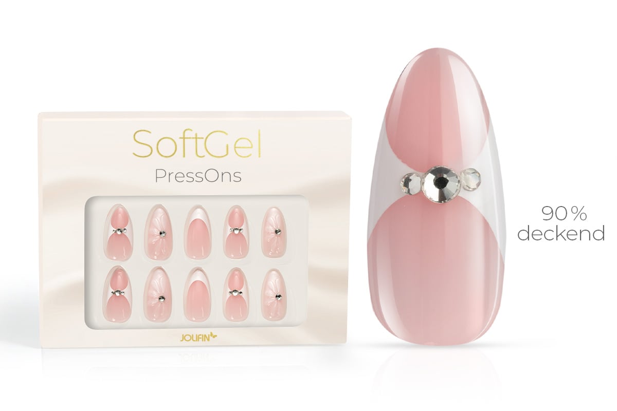 Jolifin SoftGel PressOns - medium almond - French-white mixed