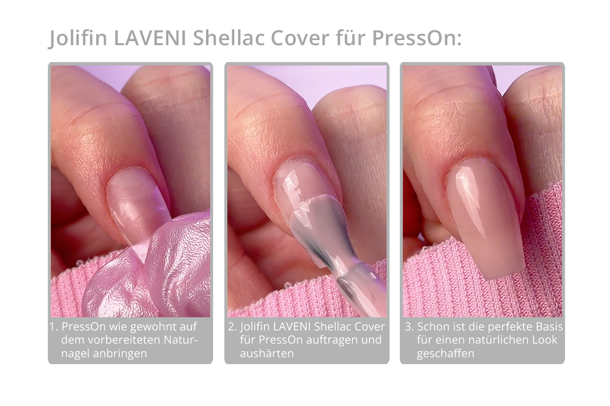 Jolifin LAVENI Shellac Cover für PressOn - make-up light 10ml