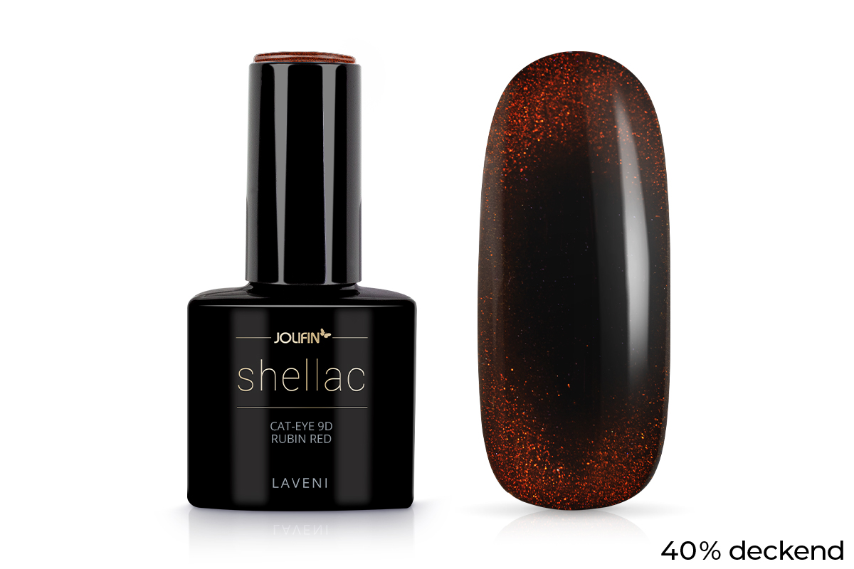 Jolifin LAVENI Shellac - Cat-Eye 9D rubin red 10ml