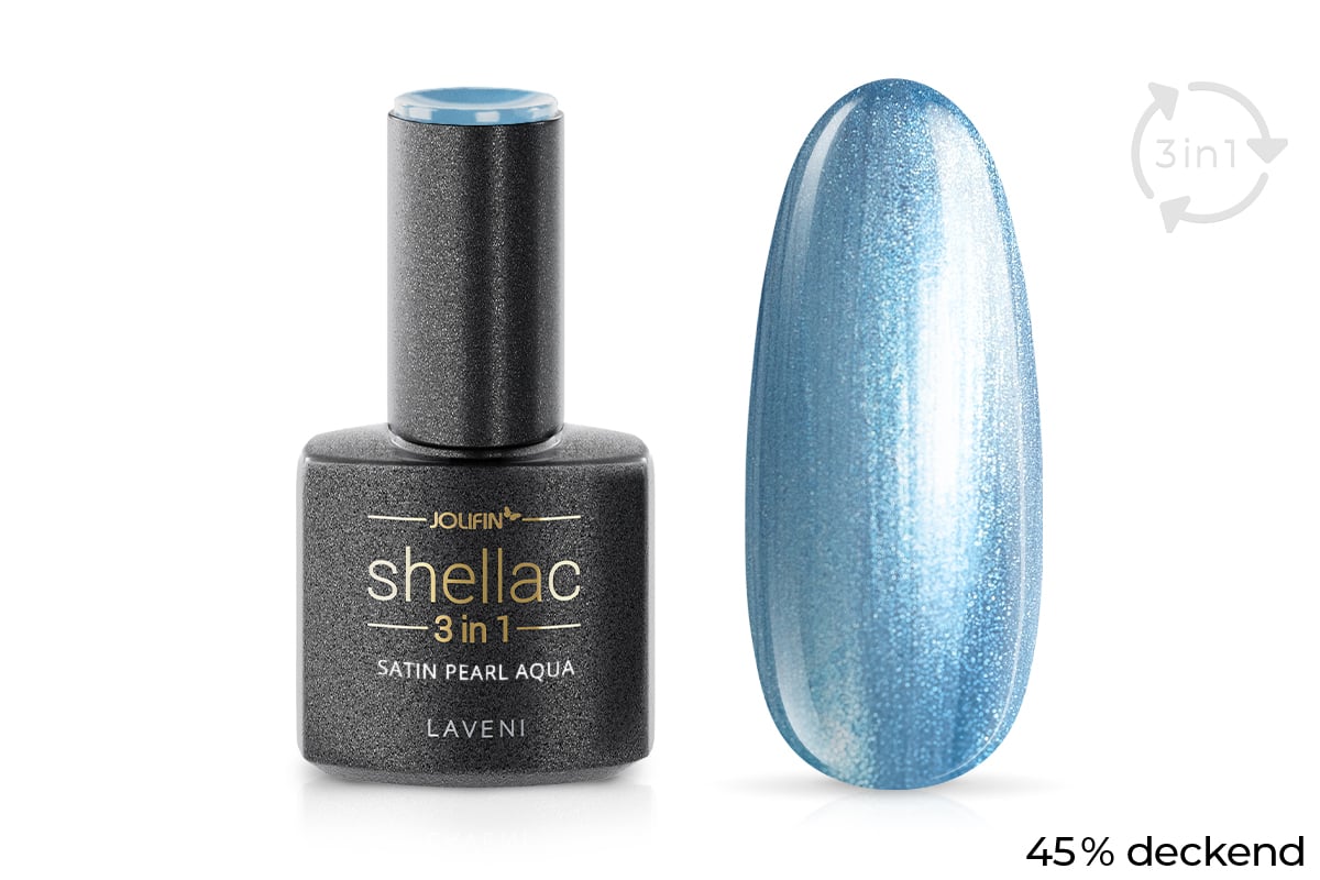 Jolifin LAVENI 3in1 Shellac - satin pearl aqua 10ml