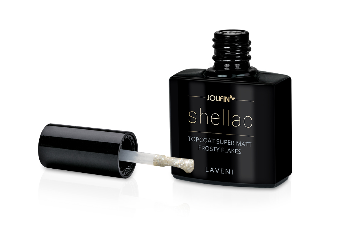 Jolifin LAVENI Shellac - Top-Coat super matt frosty flakes 10ml