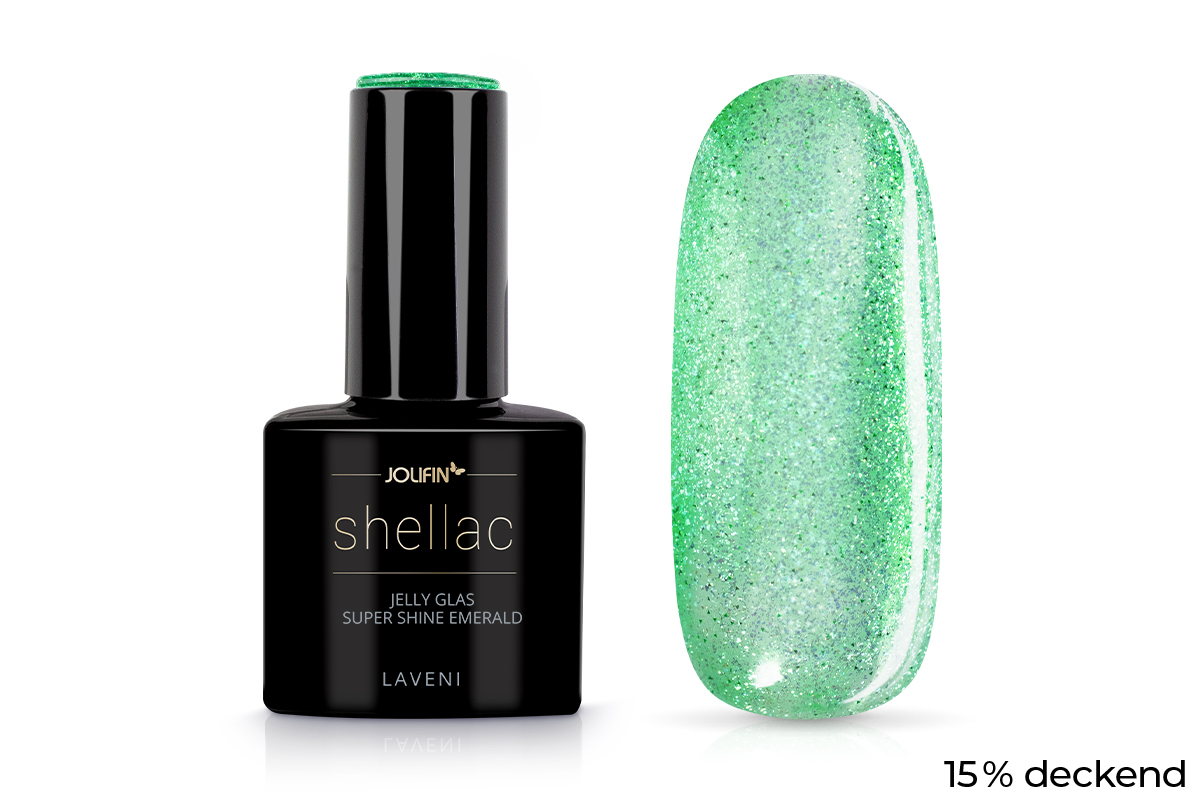 Jolifin LAVENI Shellac - Jelly Glas super shine emerald 10ml