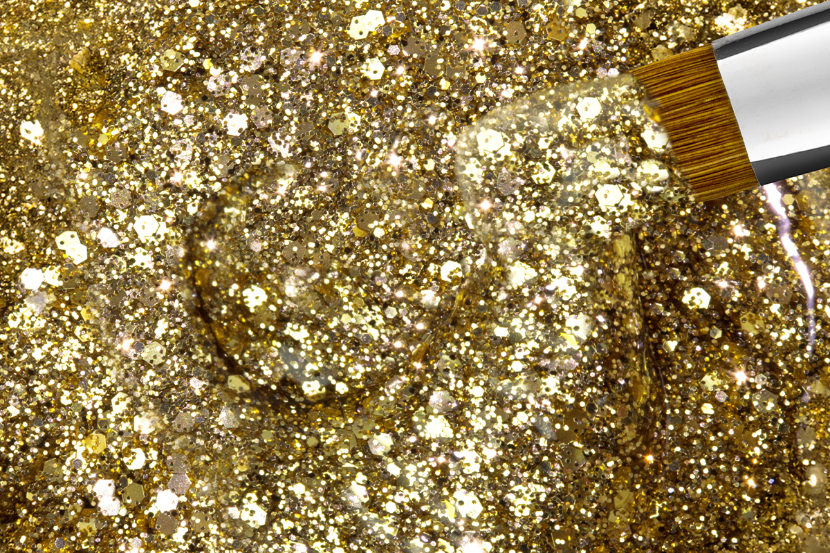 Jolifin LAVENI Farbgel - gold Glitter 5ml