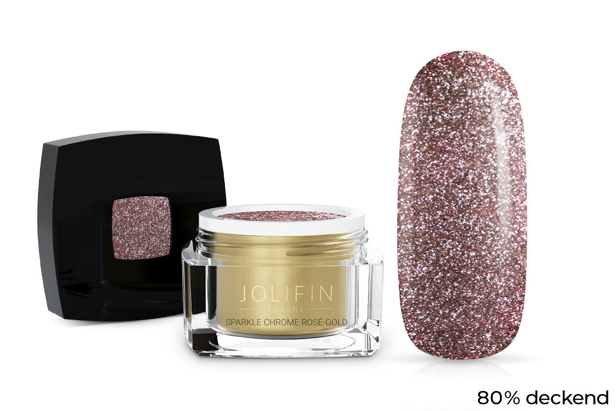 Jolifin LAVENI Farbgel - sparkle chrome rosé-gold 5ml