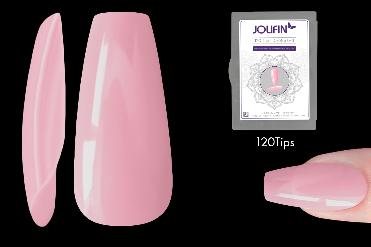 Jolifin 120 Tipbox Press-On Coffin - medium extra strong milky pink
