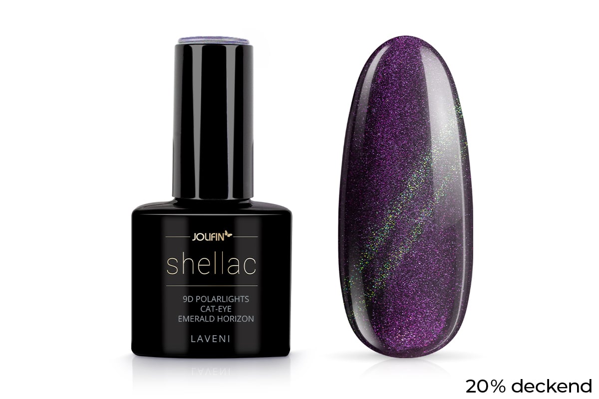 Jolifin LAVENI Shellac - 9D Polarlights Cat-Eye emerald horizon 10ml