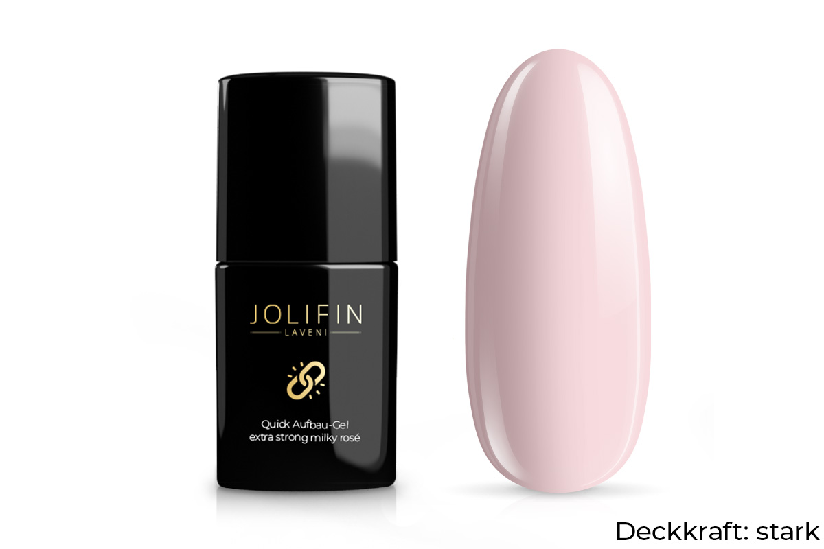 Jolifin LAVENI Quick Build-Up Gel - extra strong milky rosé 11ml