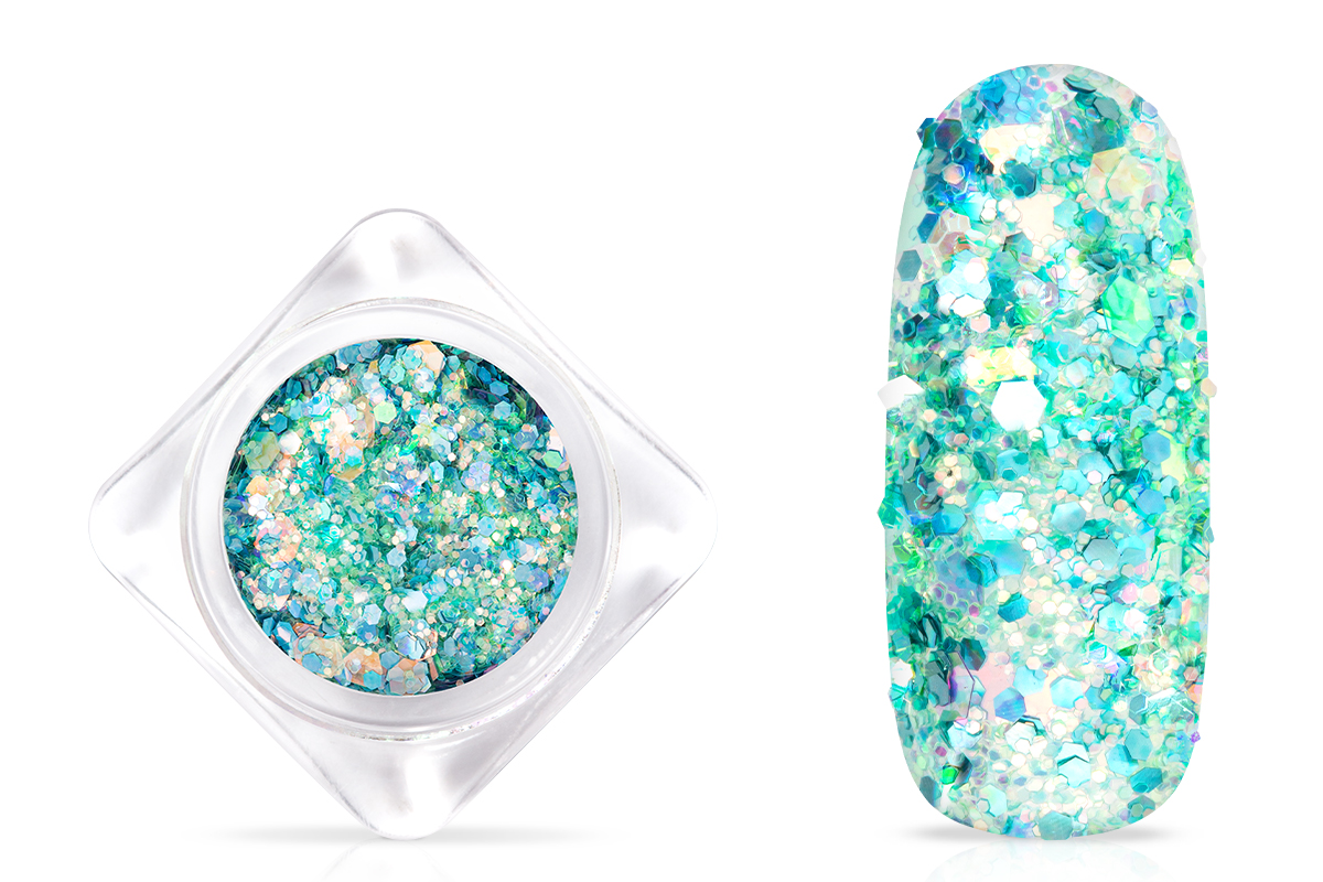 Jolifin Hexagon Glitter - icy turquoise
