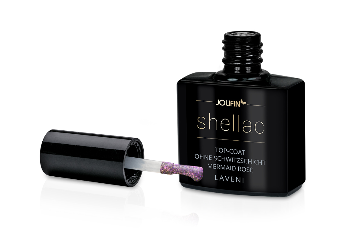Jolifin LAVENI Shellac - Top-Coat without sweat layer Mermaid rosé 10ml