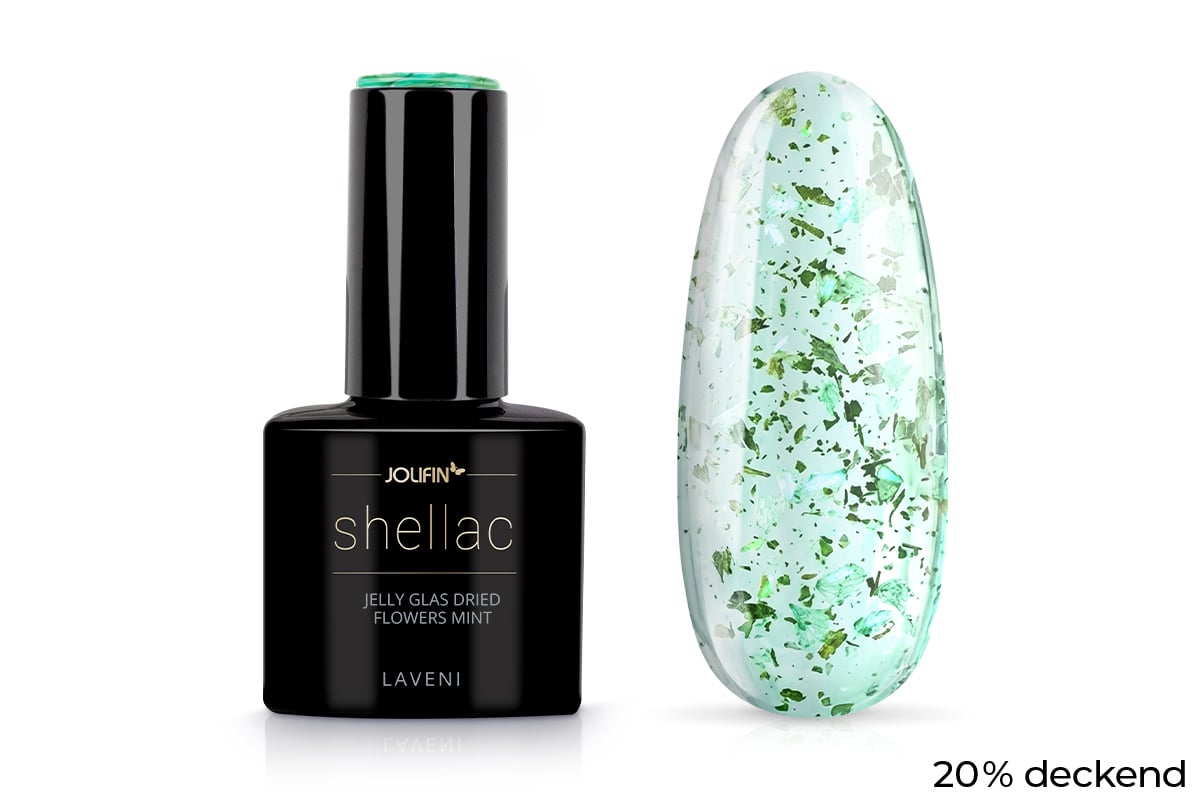 Jolifin LAVENI Shellac - Jelly Glas dried flowers mint 10ml