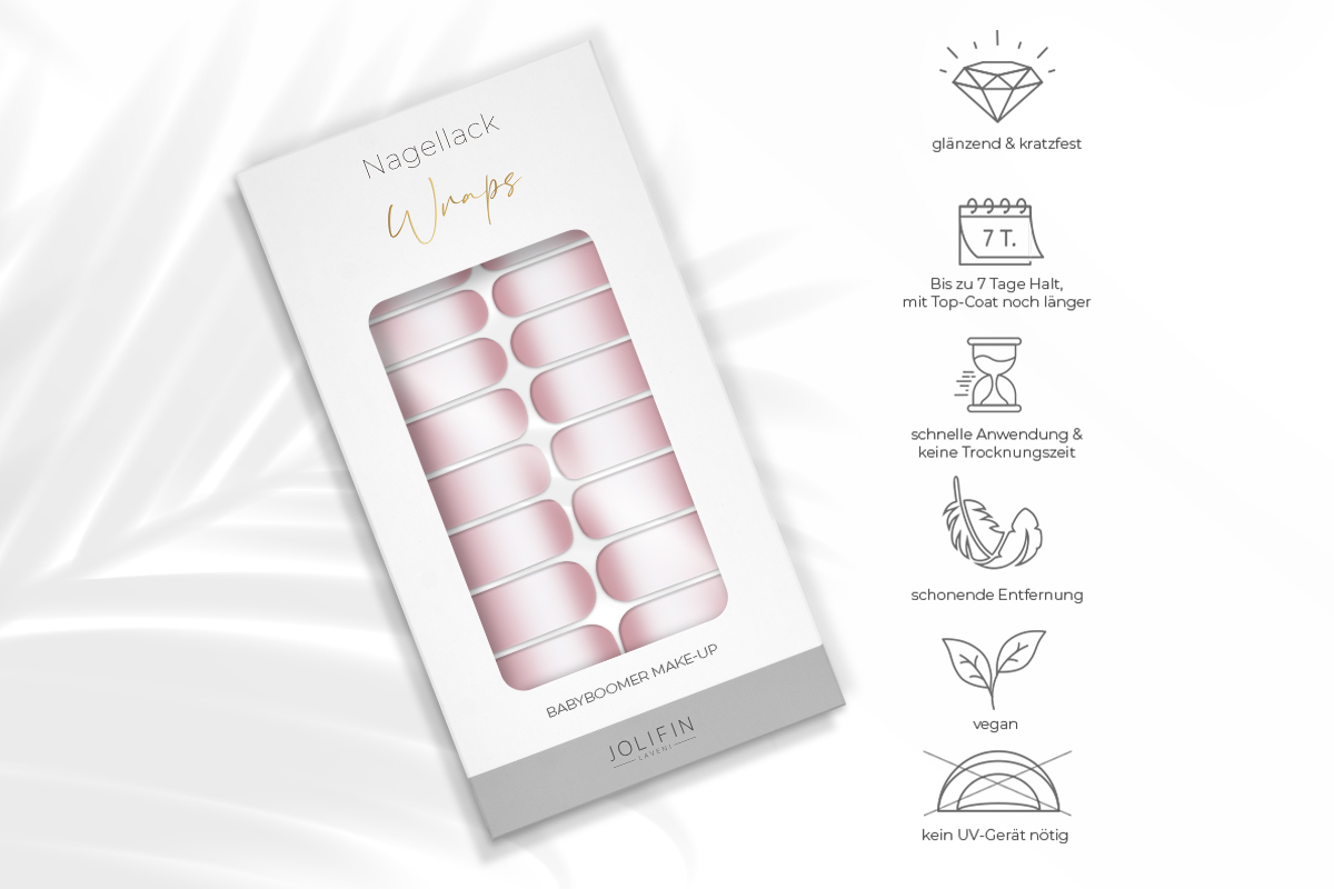 Jolifin LAVENI Nagellack-Wraps - Babyboomer make-up