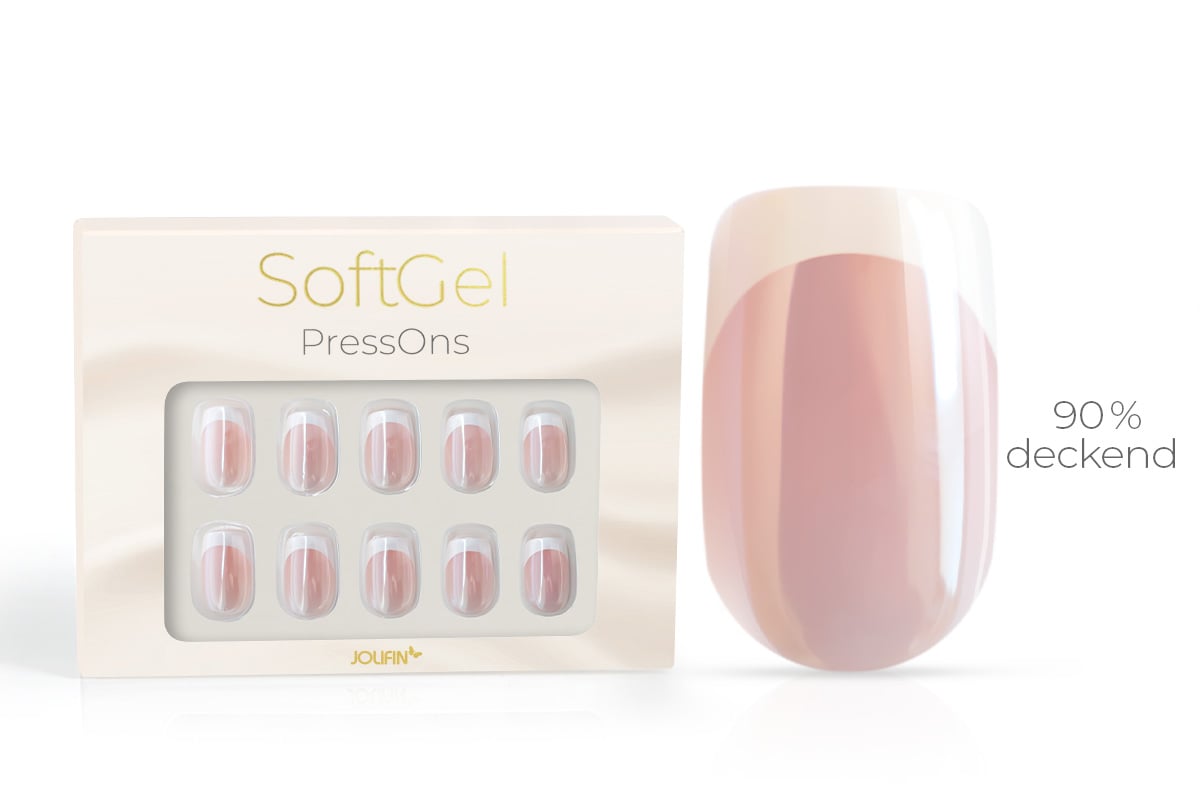 Jolifin SoftGel PressOns - short square - French-white pearl