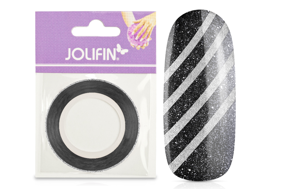 Jolifin Glitter Pinstripes silver 2mm