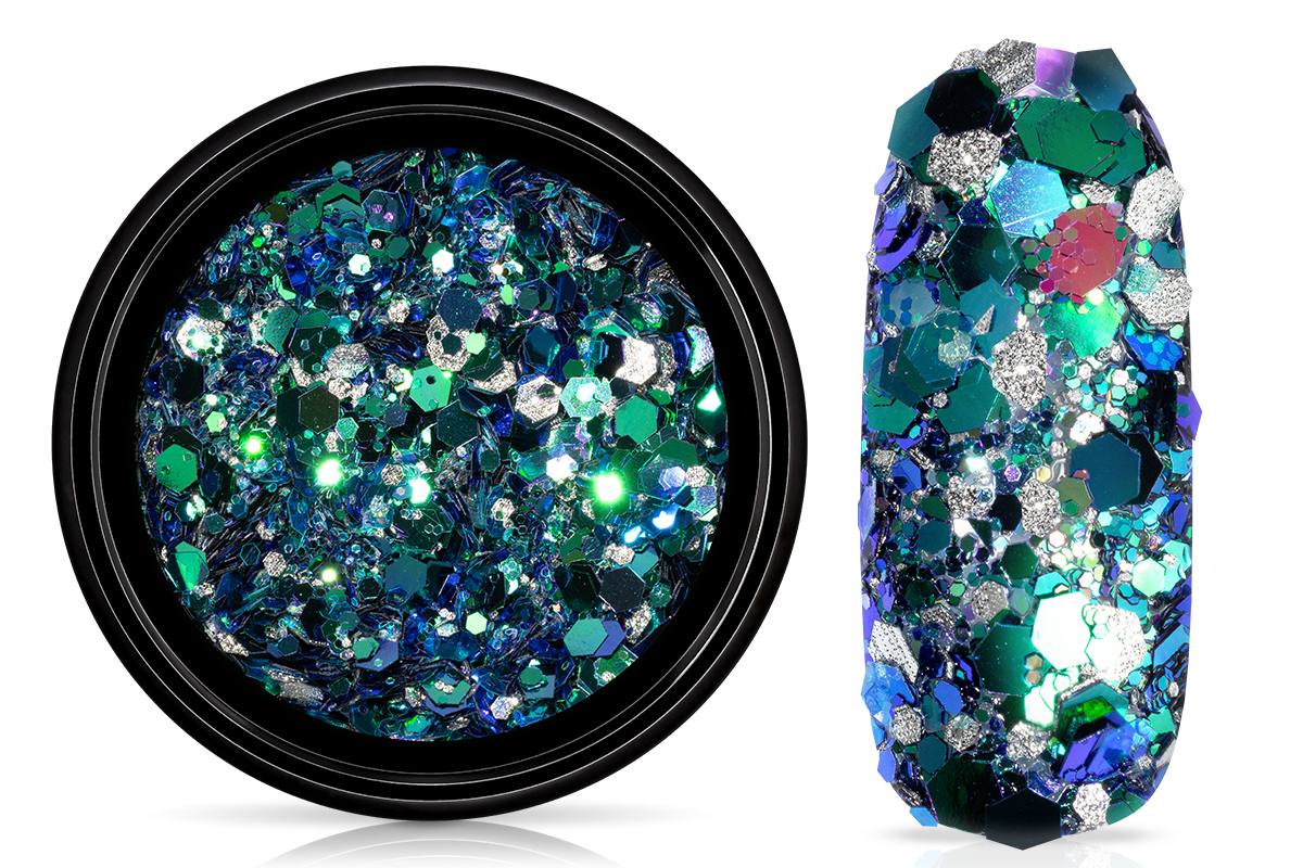 Jolifin LAVENI Silver Chameleon Glittermix - aqua türkis