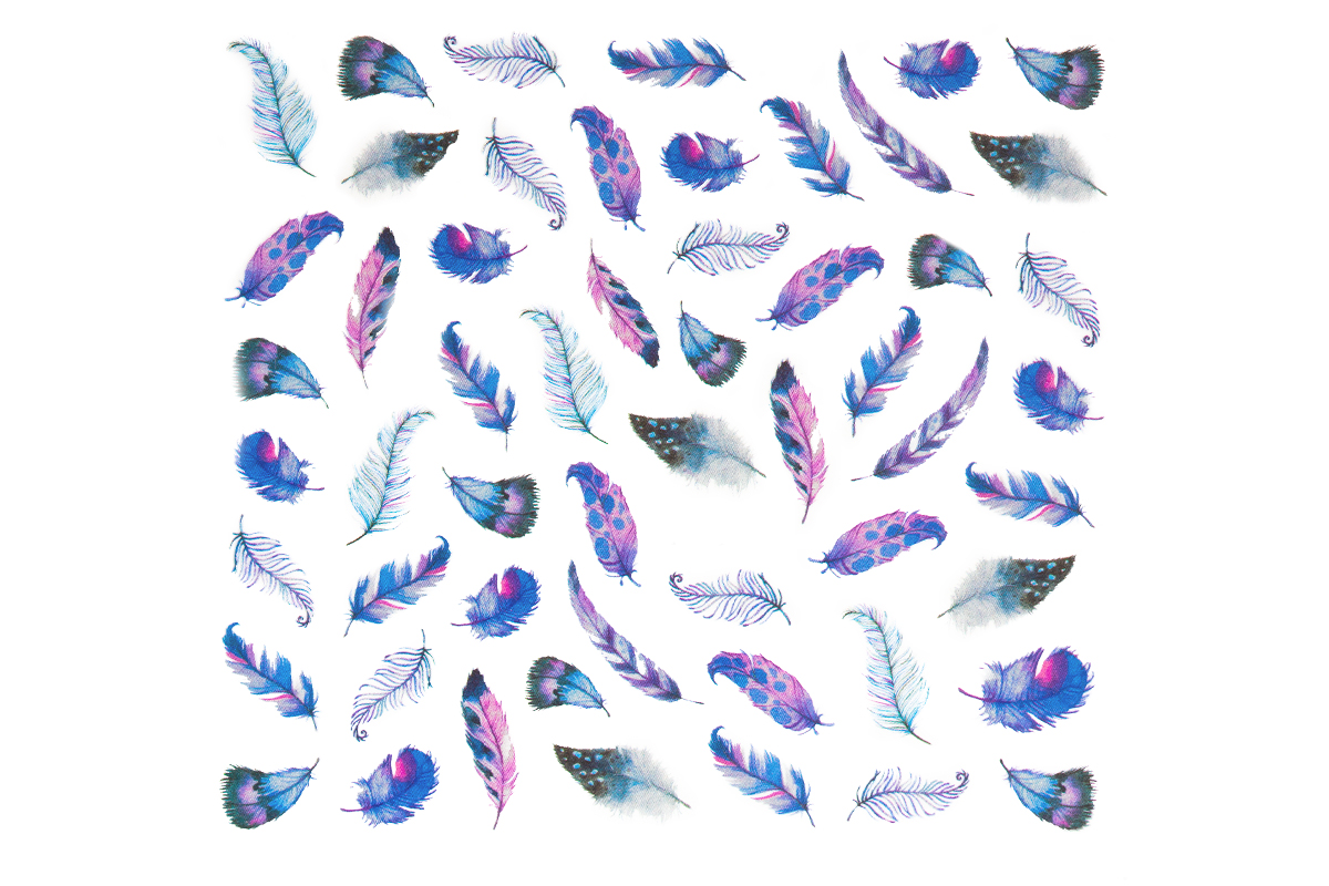 Jolifin Nail Art Tattoo Watercolour Feathers purple