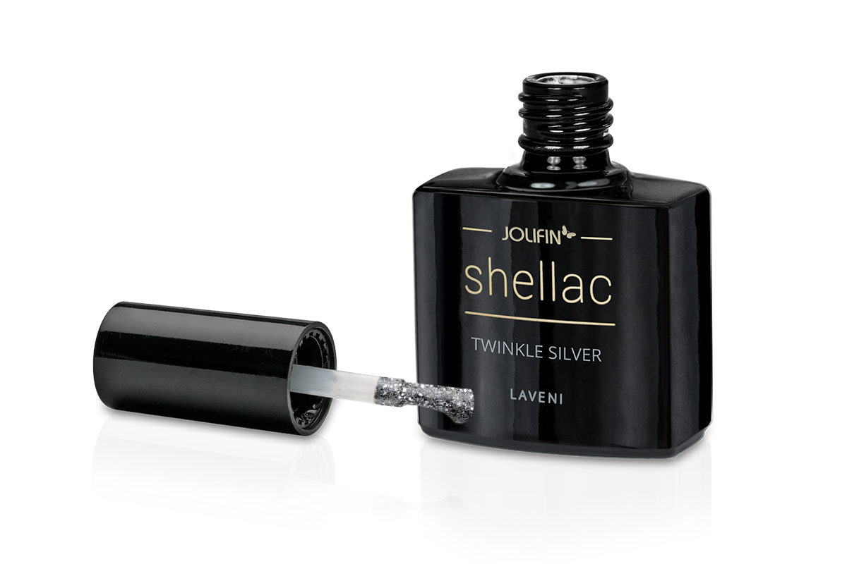Jolifin LAVENI Shellac - twinkle silver 10ml