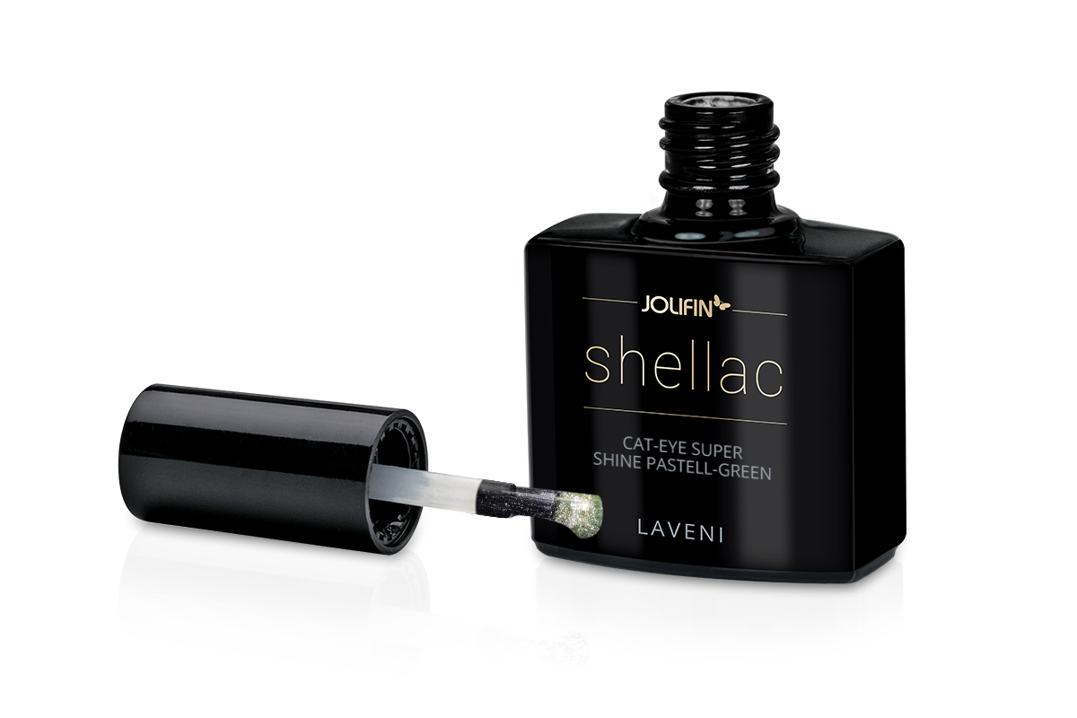 Jolifin LAVENI Shellac - Cat-Eye super shine pastel-green 10ml