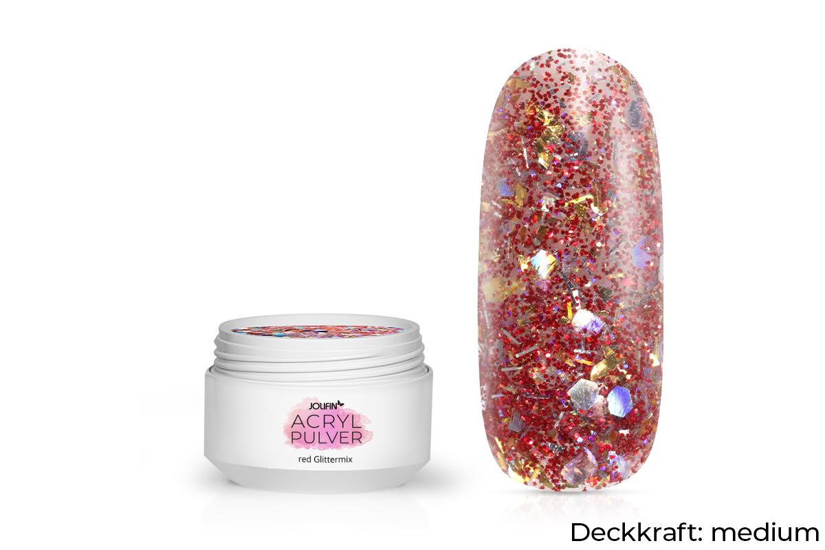 Jolifin Acryl Farbpulver - Red Glittermix 5g