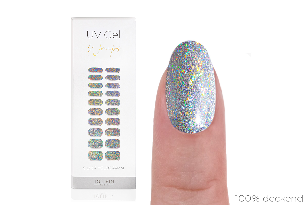 Jolifin LAVENI UV Gel-Wraps - silver Hologramm