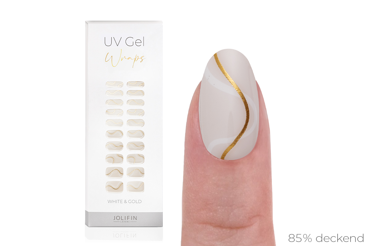 Jolifin LAVENI UV Gel Wraps - white & gold
