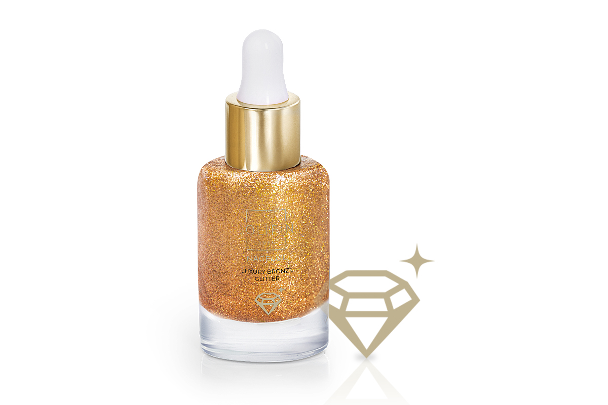 Jolifin LAVENI Nagelöl - luxury bronze Glitter 10ml