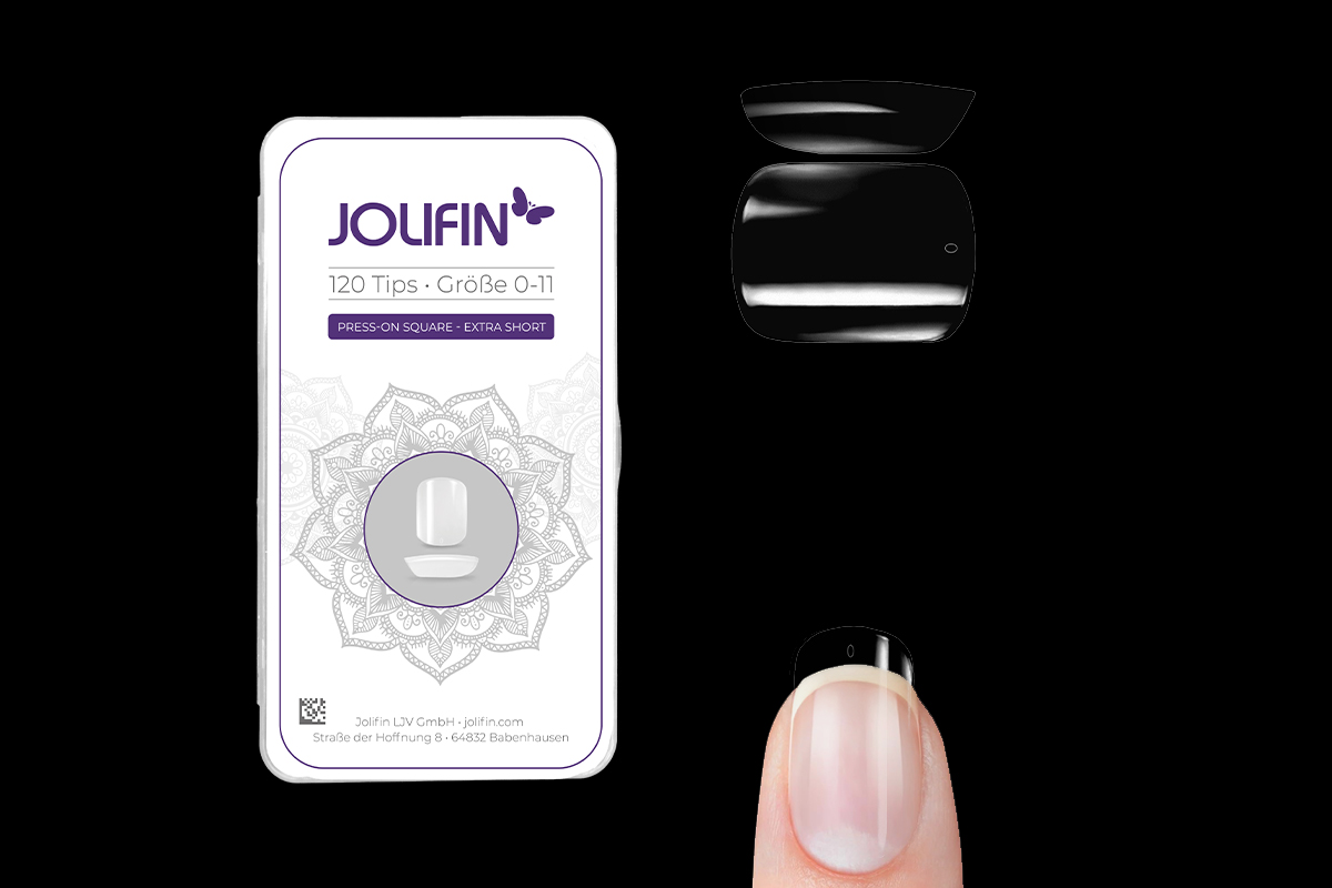 Jolifin 120 tip box Press-On square - extra short