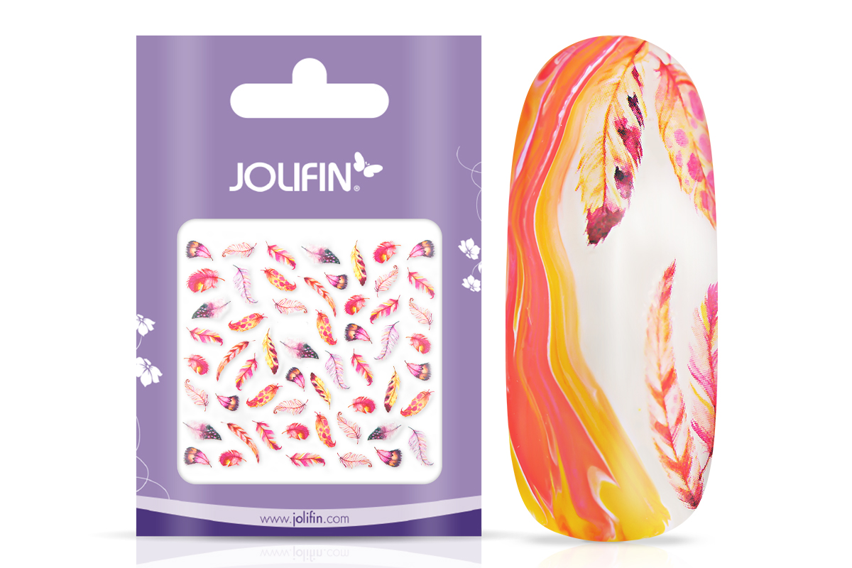 Jolifin Nail Art Tattoo Watercolour Feathers coral