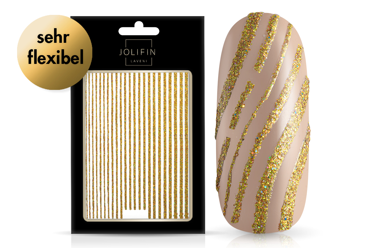 Jolifn LAVENI XL Sticker - Glitter Stripes gold hologram