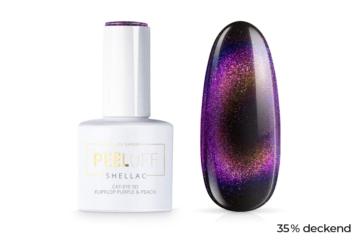 Jolifin LAVENI Shellac PeelOff - Cat-Eye 9D FlipFlop purple & peach 10ml