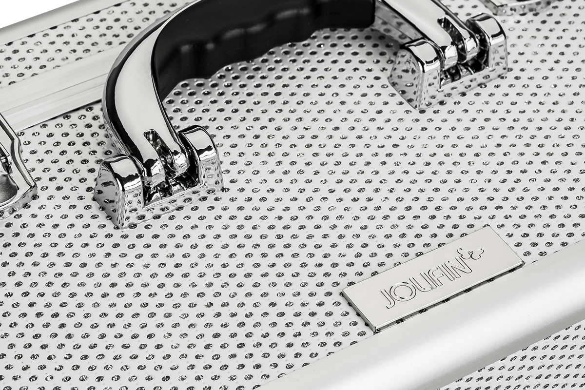 Jolifin Mobiler Kosmetik Koffer - white Glitter